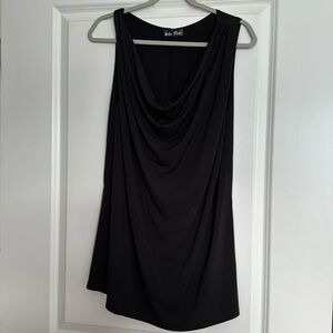 XL Draped neck black sleeveless blouse